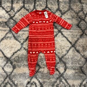Old Navy Holiday/Christmas Fleece Baby Kids Onesie Footie Pajamas
